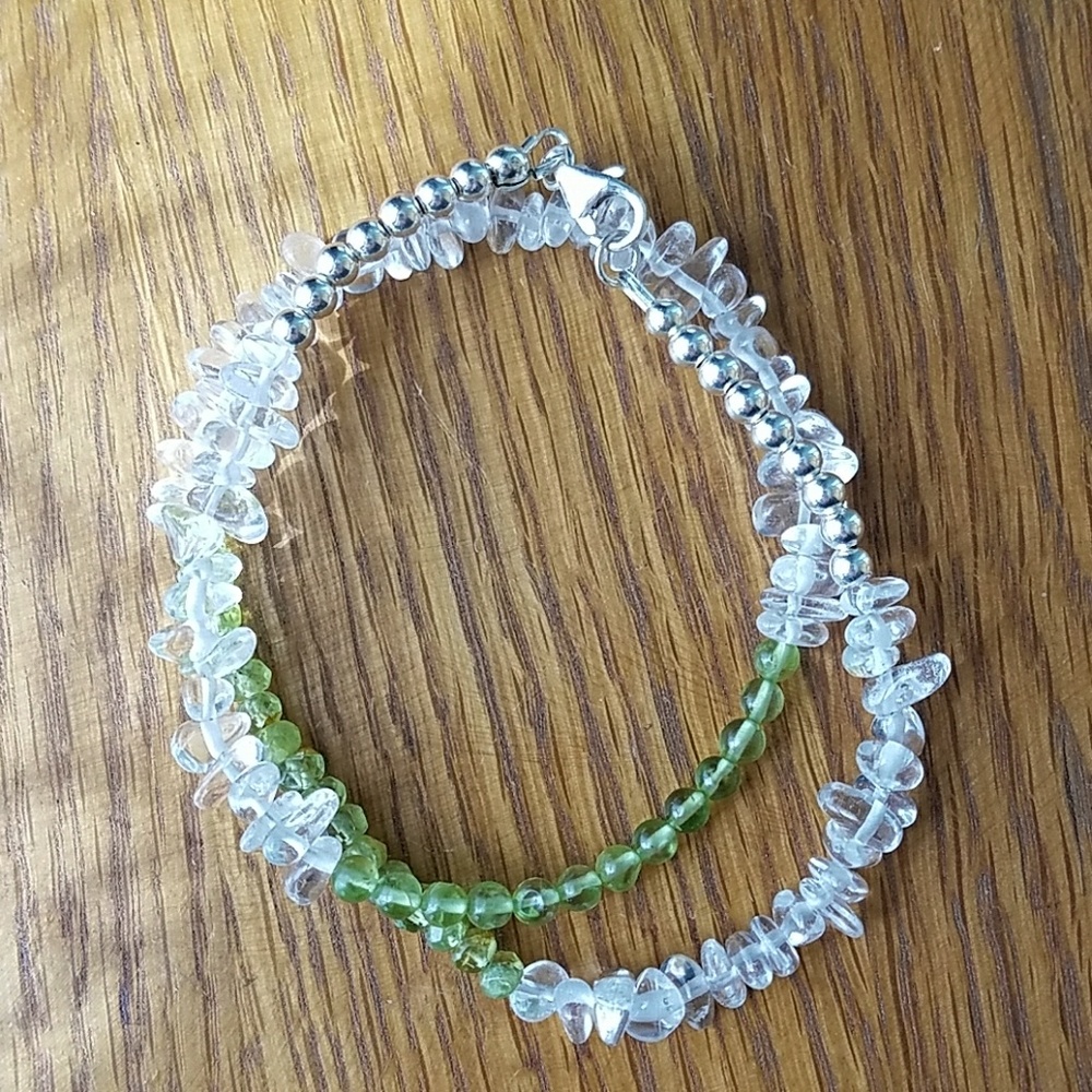Handmade Peridot and Rock Crystal Bracelet - Picture 2 of 2